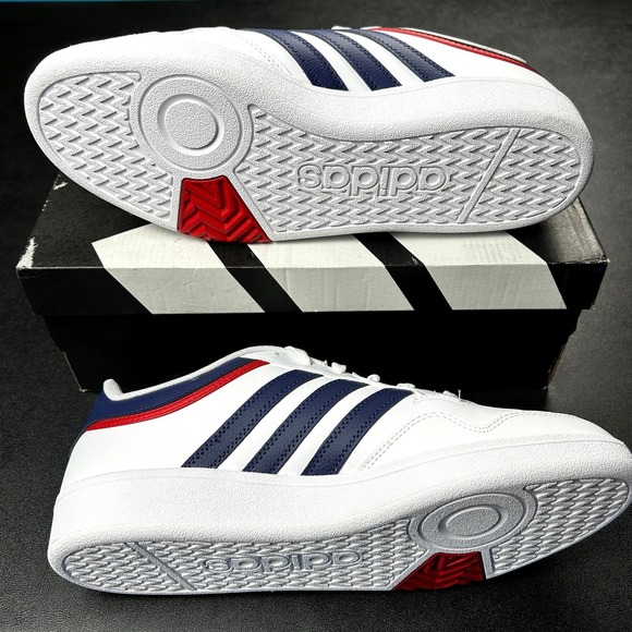 Adidas Hoops 4.0 Low Top Basketball Shoes White Navy‎ Red Mens Size 10.5 JQ9986 - Picture 5 of 7